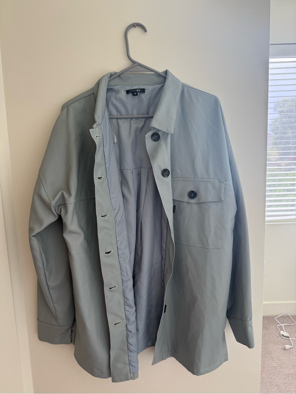 Men's Light Gray Overshirt Jacket - Minimal Button Front